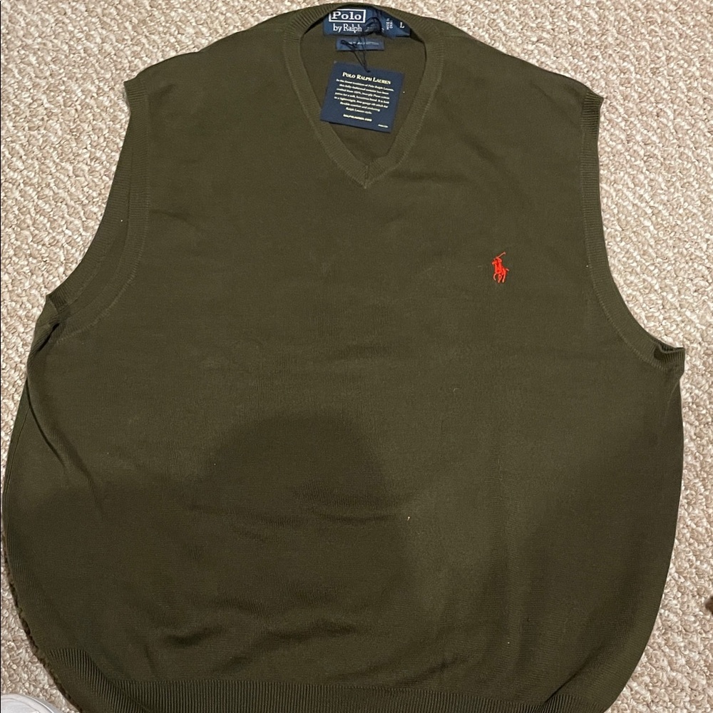 Polo by Ralph Lauren Men's Green V-Neck Sweater Vest NWT size L